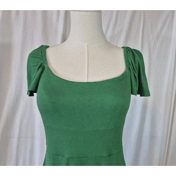 Boden Square Neck Green Jersey Mini Dress US 2 - Picture 3 of 10